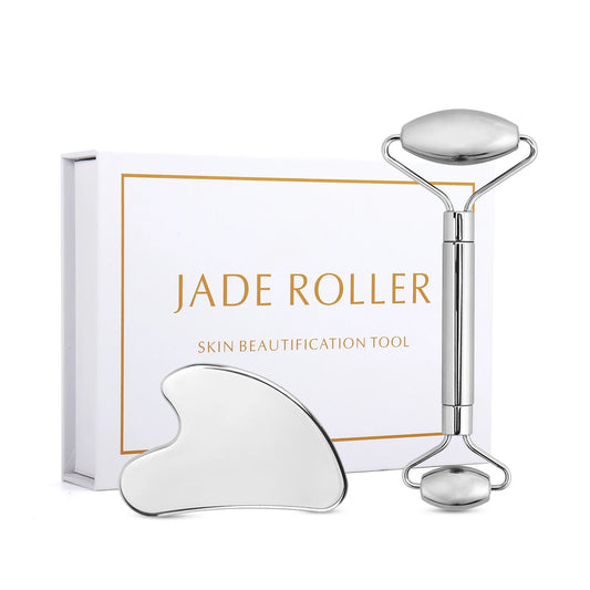 Stainless Steel Facial Roller & Gua Sha Set